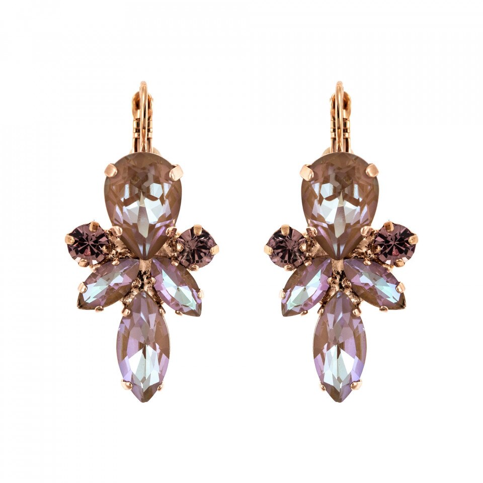 Cercei placati cu Aur roz de 24K, Cristale Swarovski, Cappuccino DeLite by Roxannes - Mariana Jewellery, Multicolor 1030/70-148212RG6