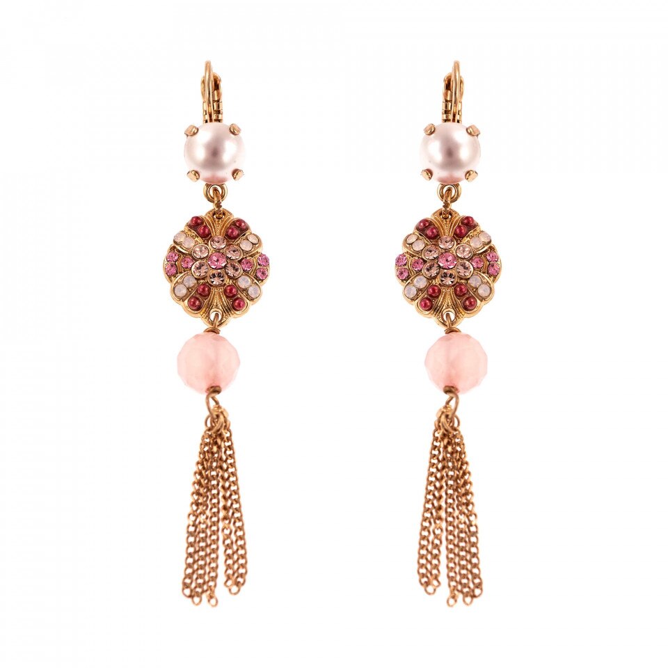 Cercei placati cu Aur roz de 24K, Cristale Swarovski, Antigua by Roxannes - Mariana Jewellery, Roz 1026/1-M223-1RG6