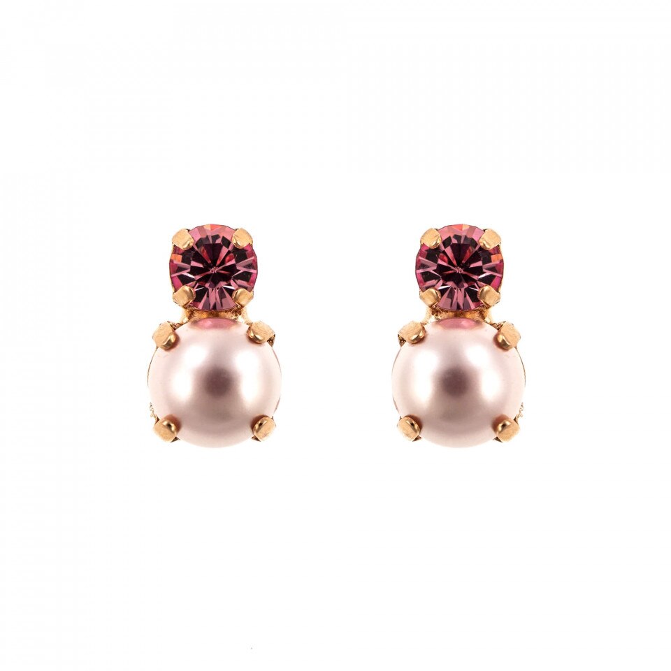 Cercei placati cu Aur roz de 24K, Cristale Swarovski, Antigua by Roxannes - Mariana Jewellery, Roz 1190-223121RG2