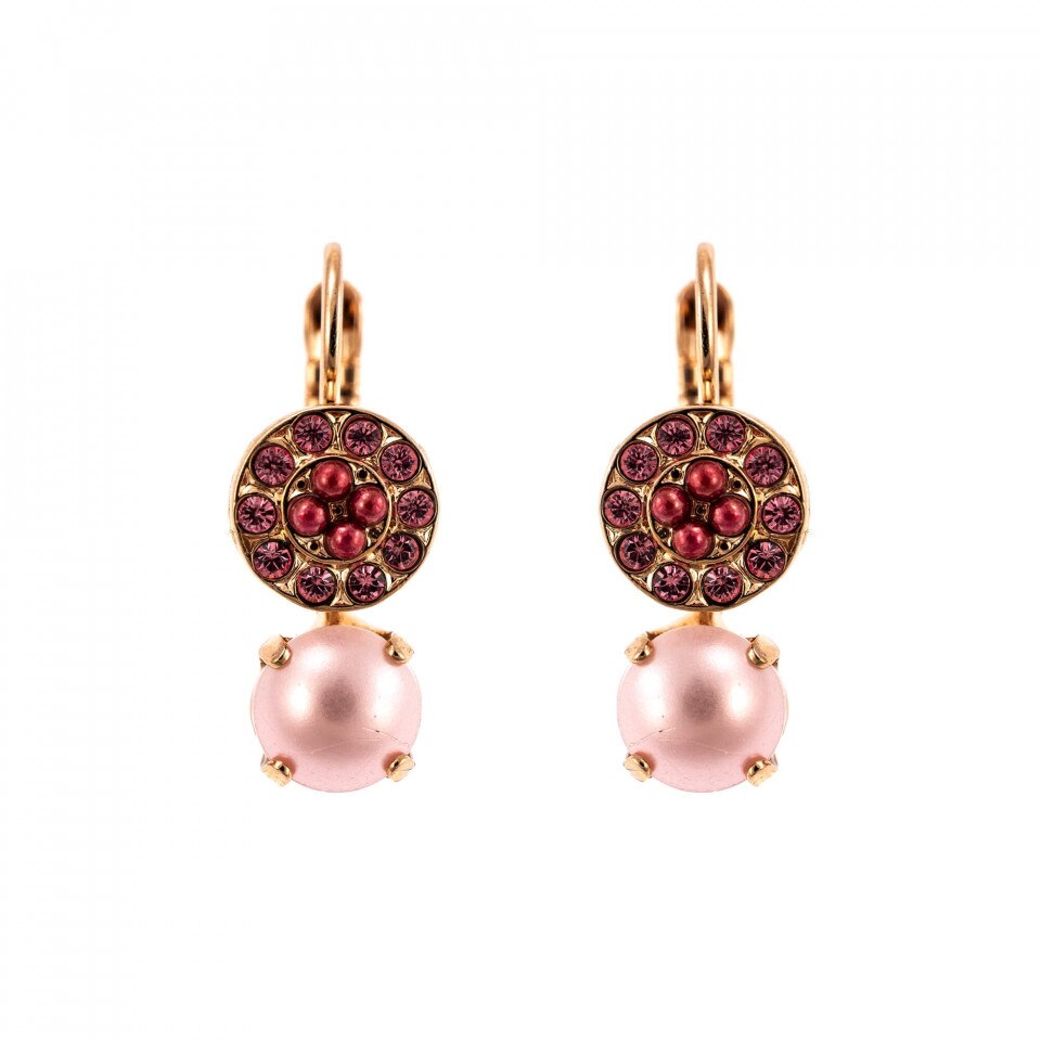 Cercei placati cu Aur roz de 24K, Cristale Swarovski, Antigua by Roxannes - Mariana Jewellery, Roz 1158-223-1RG6