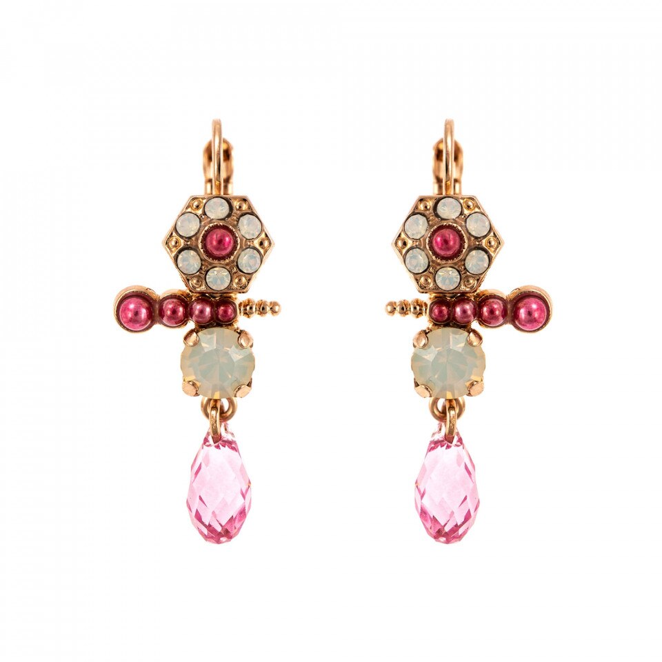 Cercei placati cu Aur roz de 24K, Cristale Swarovski, Antigua by Roxannes - Mariana Jewellery, Roz 1420/1-223-1RG6