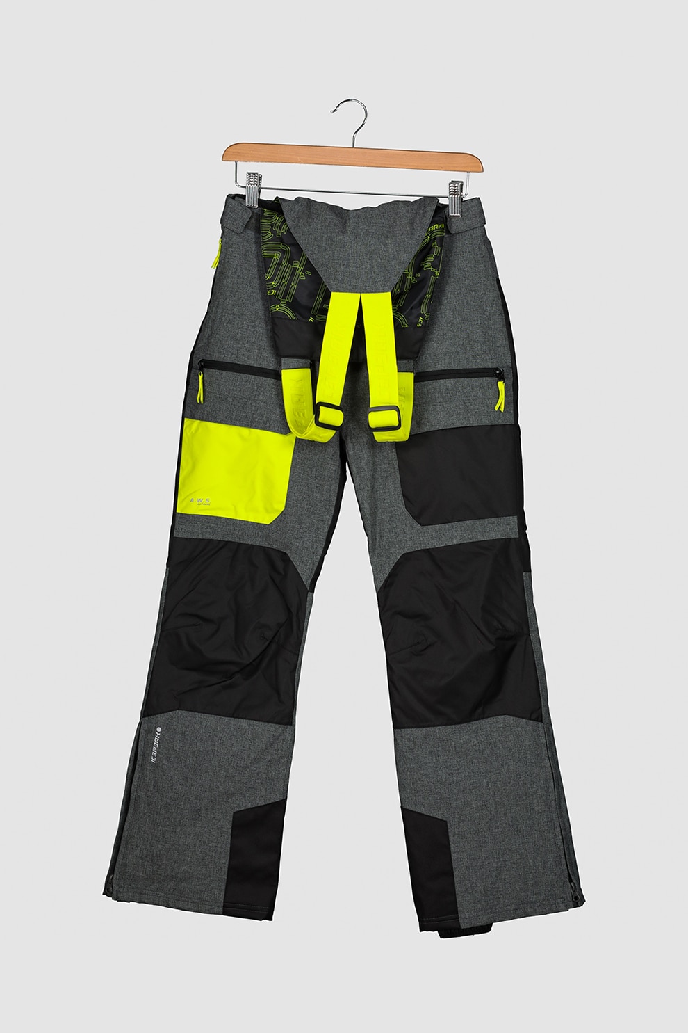 Icepeak, Pantaloni cu model colorblock pentru ski Lawndale Jr, Gri inchis melange/negru/galben