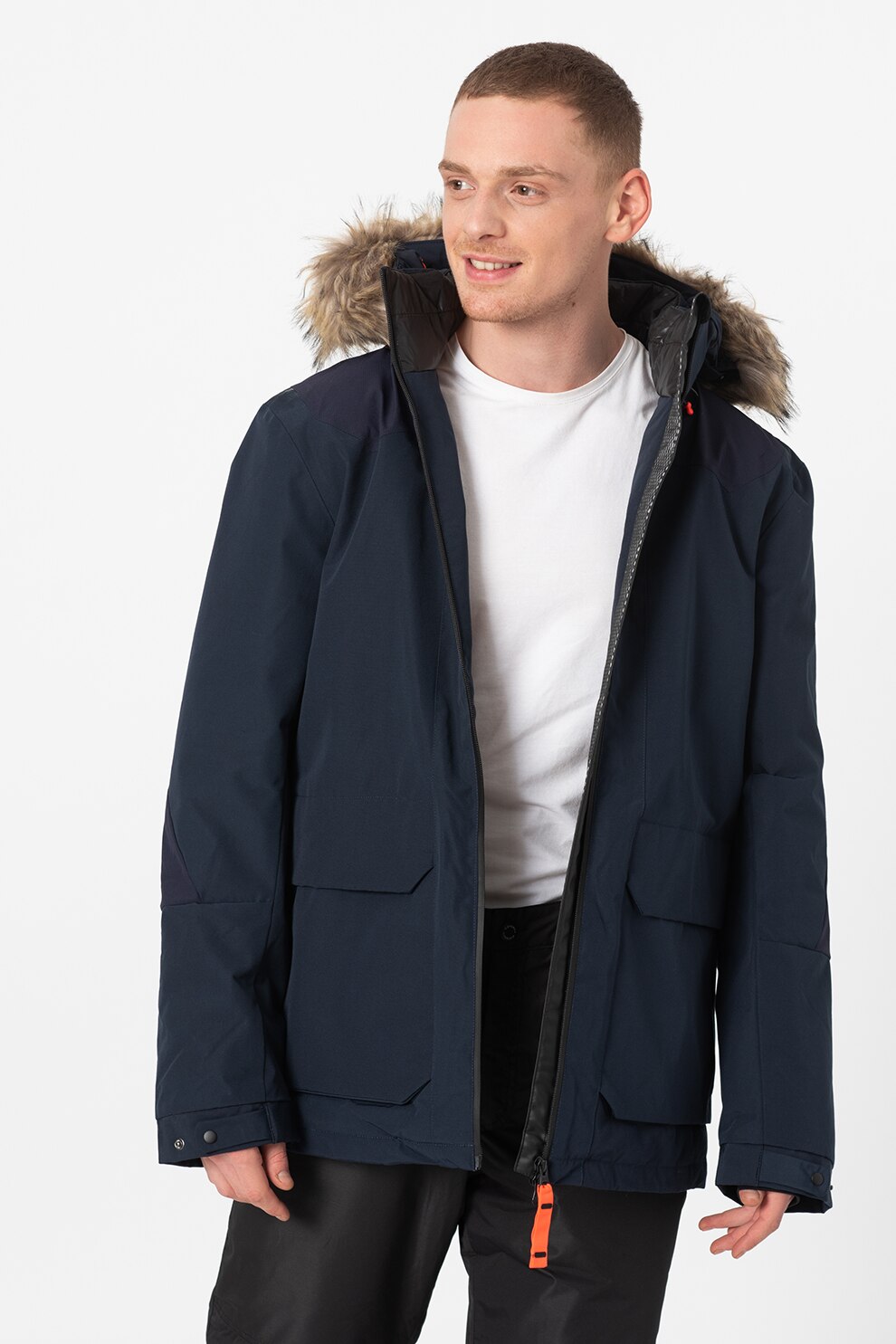 Icepeak,Geaca cu garnitura de blana sintetica Becker, Bleumarin
