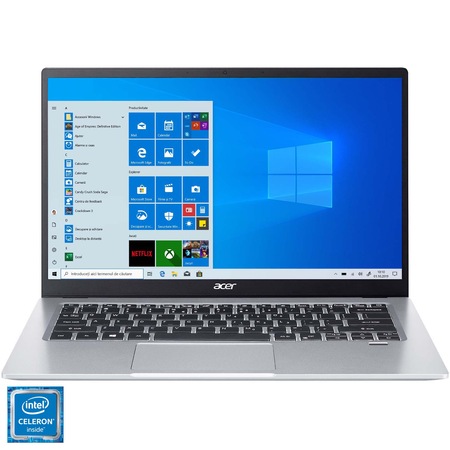 Laptop ultraportabil Acer Swift 1 SF114-33 cu procesor Intel® Celeron® Quad Core Processor N4120 pana la 2.60 GHz, 14