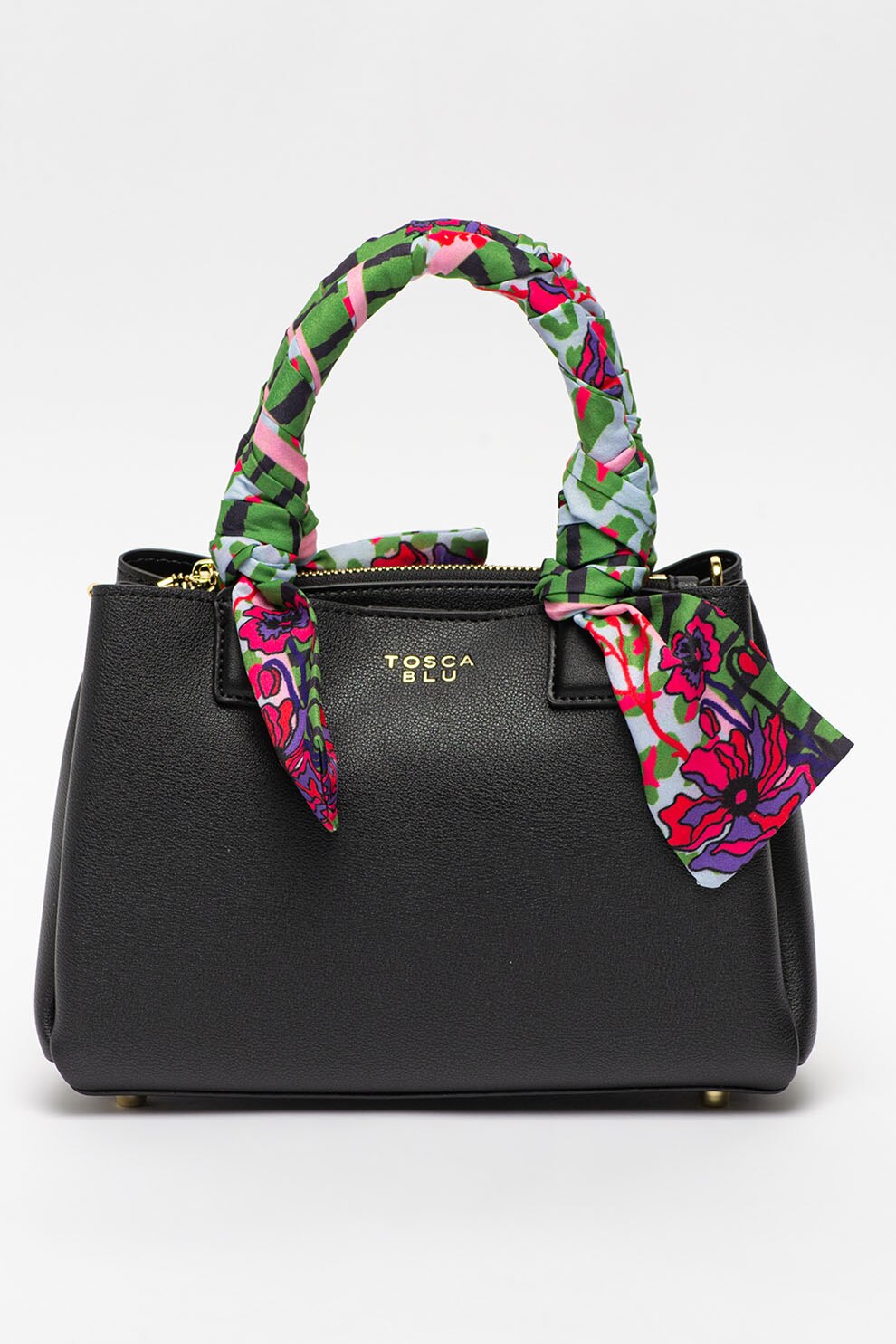 Tosca Blu, Geanta mica structurata de piele ecologica Alghero, Negru