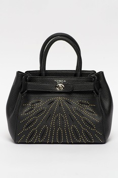 Tosca Blu, Geanta de piele ecologica cu maner si micro tinte Malta, Negru Tosca Blu, Geanta de piele ecologica cu maner si micro tinte Malta, Negru