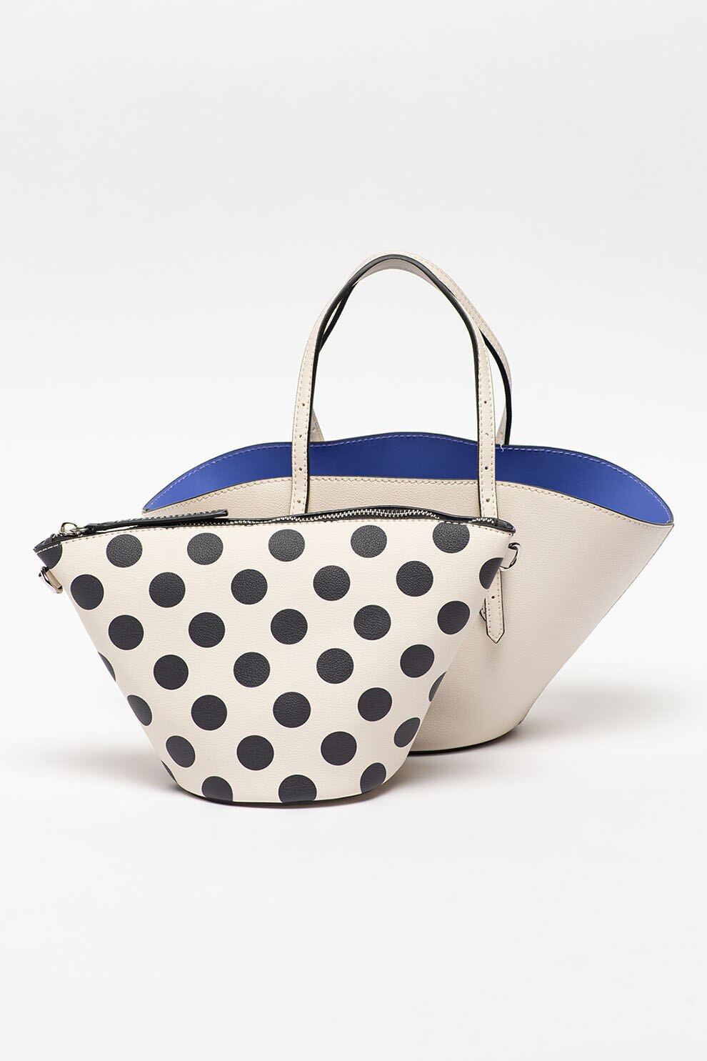 Tosca Blu, Geanta shopper de piele ecologica cu etui interior Cosmopolitan, Alb prafuit