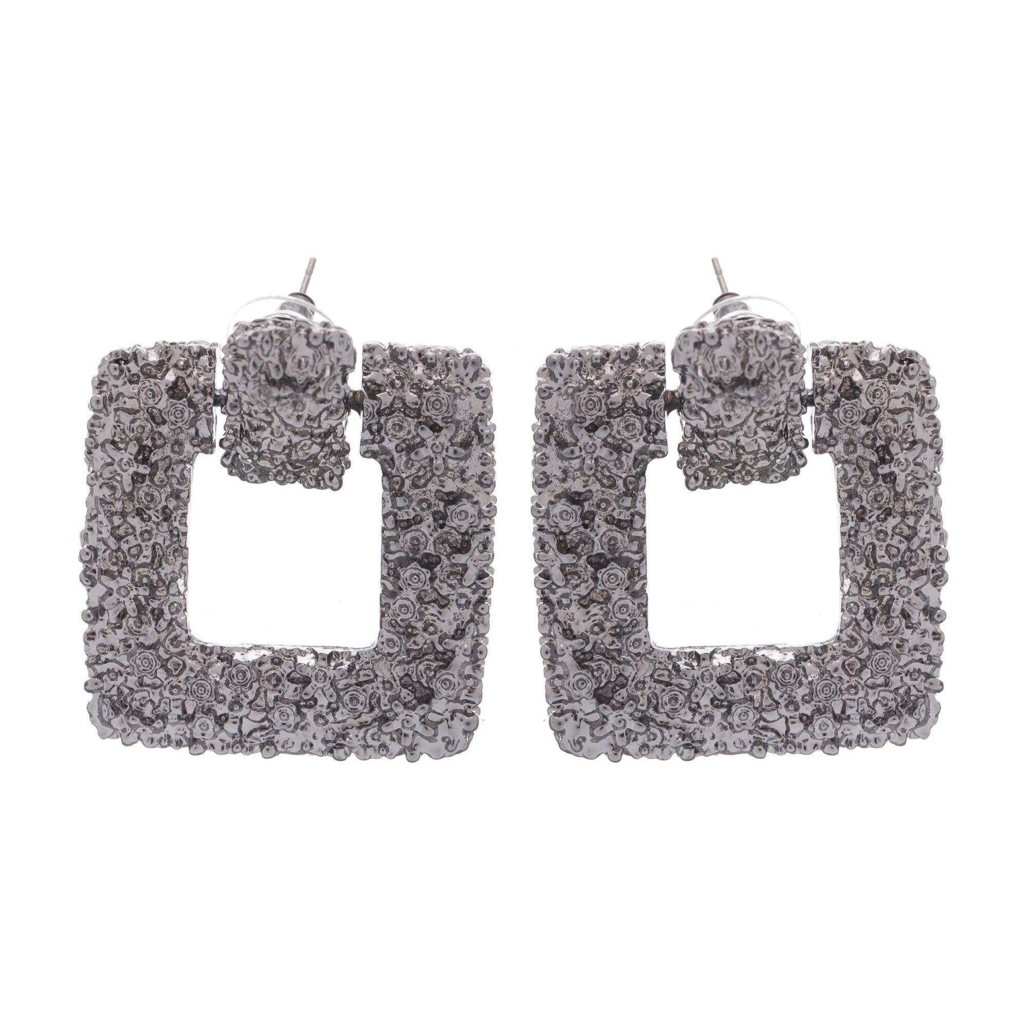 Cercei gri, forma patrata