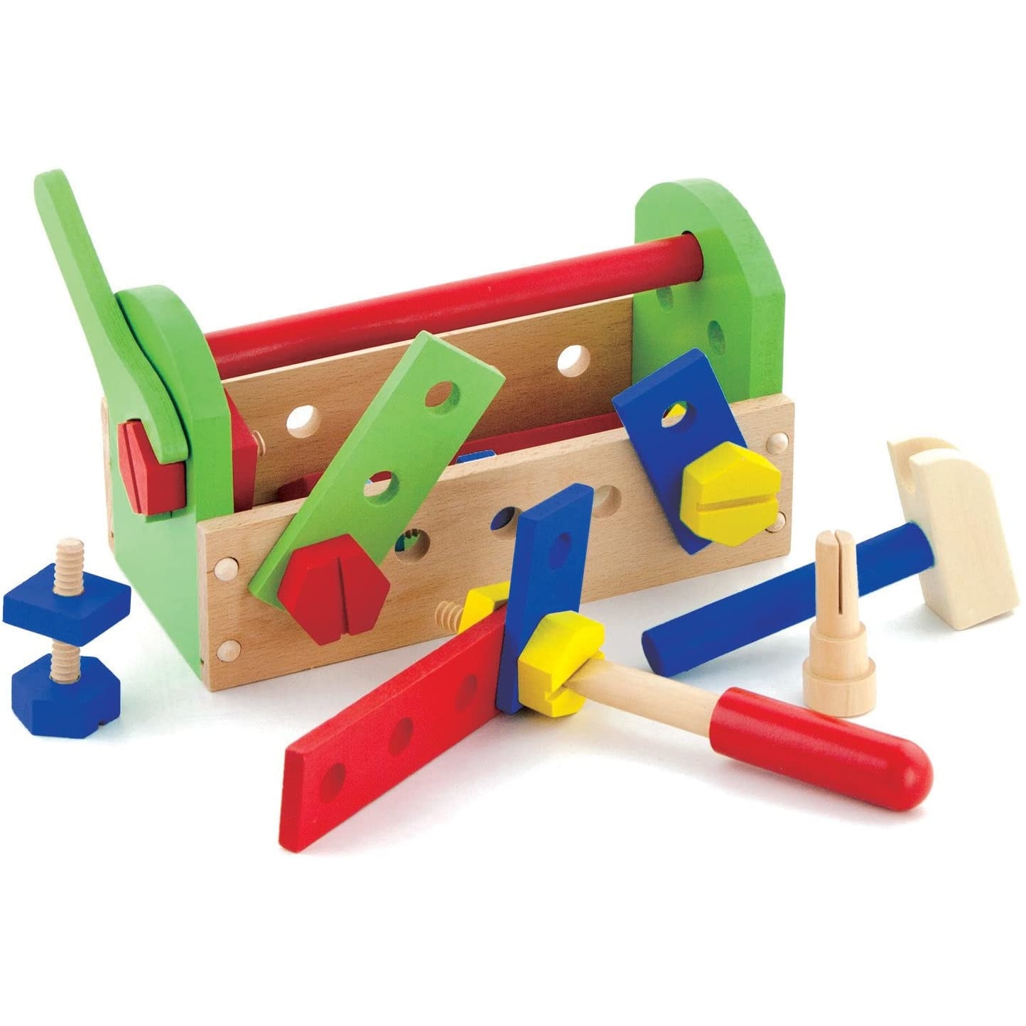 Set 12 scule banc de lucru, Viga, lemn, multicolor, varsta 2-4 ani