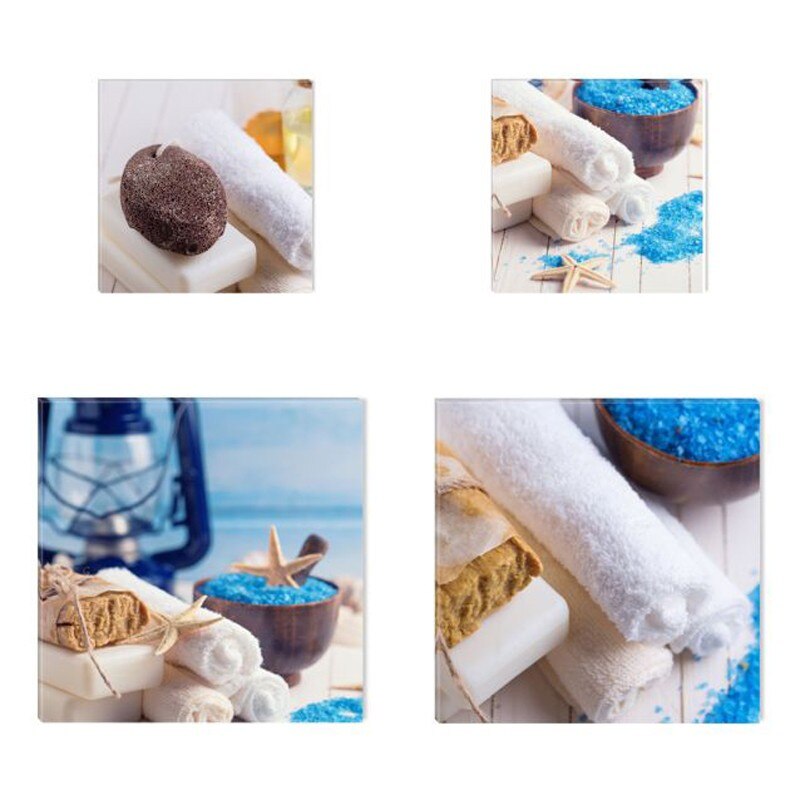 Tablou, 4 piese, Spa YEML008, canvas + lemn de brad, 2 piese - 30 x 30 cm + 2 piese - 20 x 20 cm