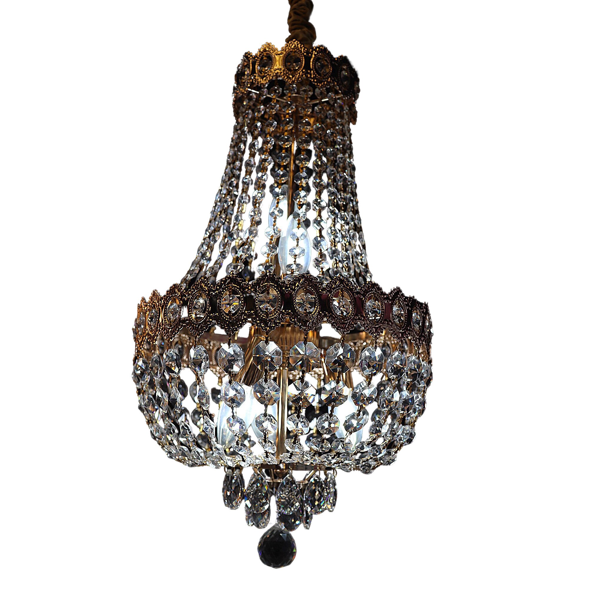 Lustra, Oliver, din metal si sticla, 55x35cm, auriu