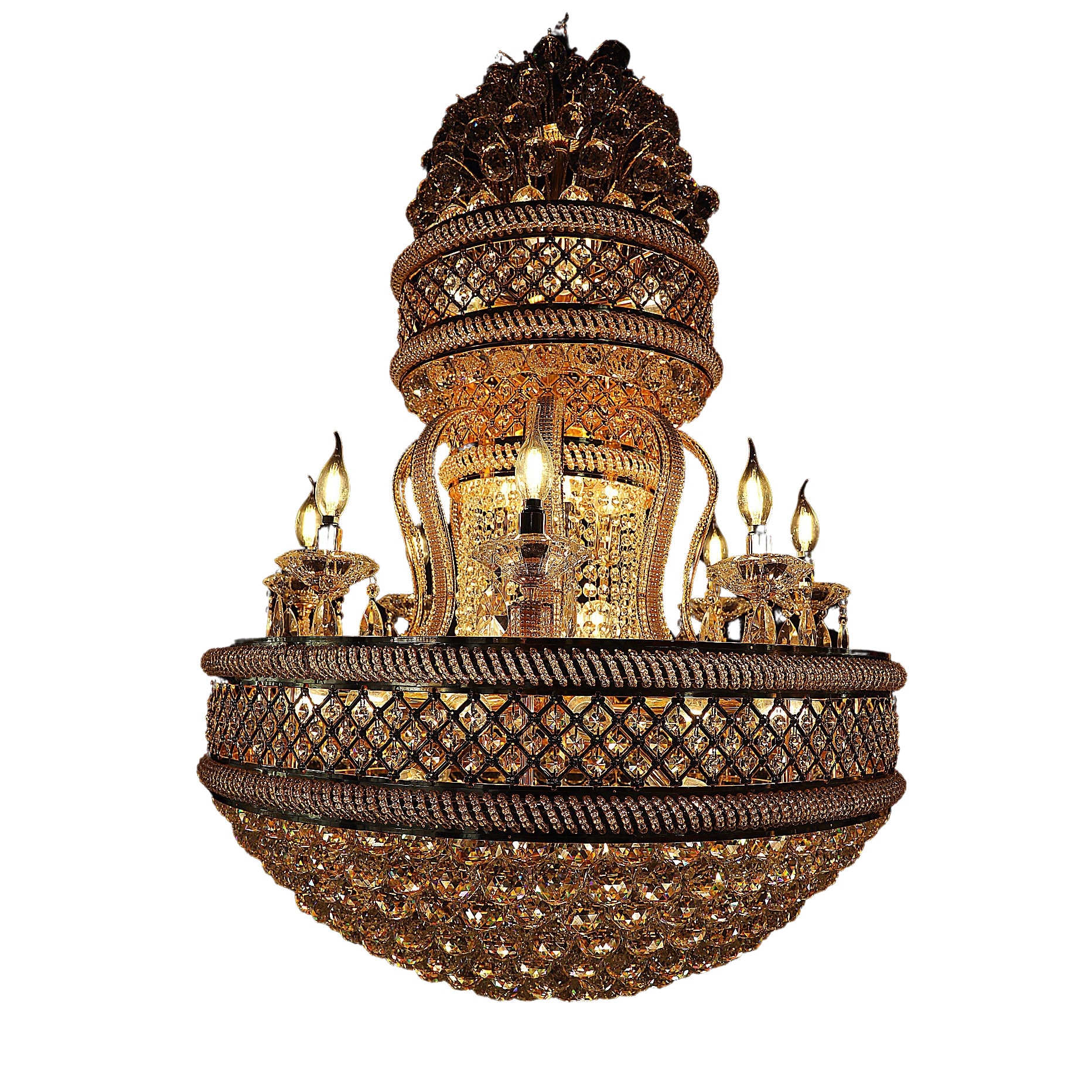 Lustra, Oliver, din metal si sticla, 80x115 cm, auriu