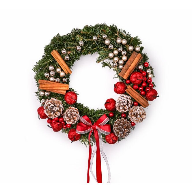 Coronita Craciun naturala, decorata 40 cm