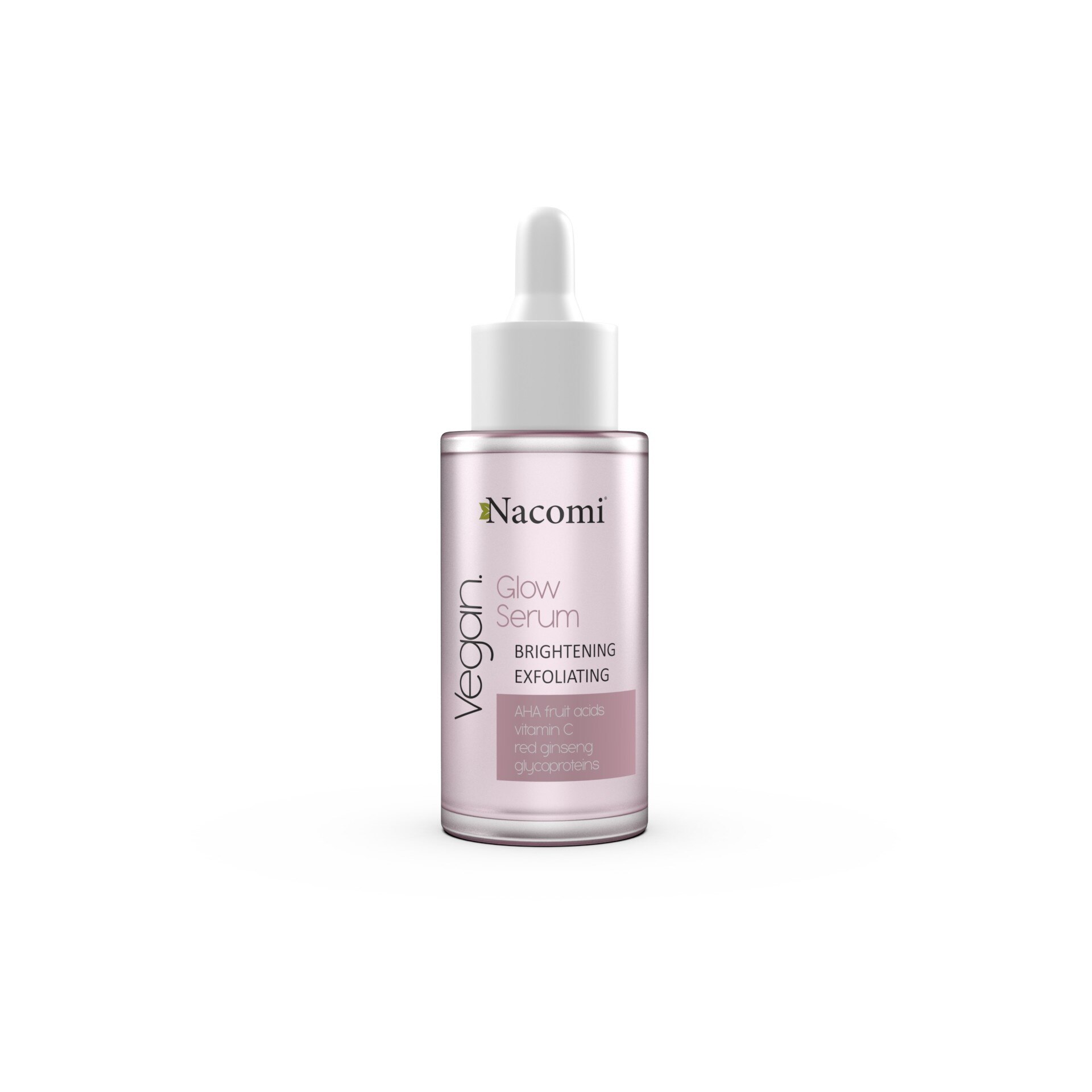 Ser iluminator si exfoliant cu acizi din fructe AHA si ginseng rosu Glow Serum, Nacomi, 30 ml