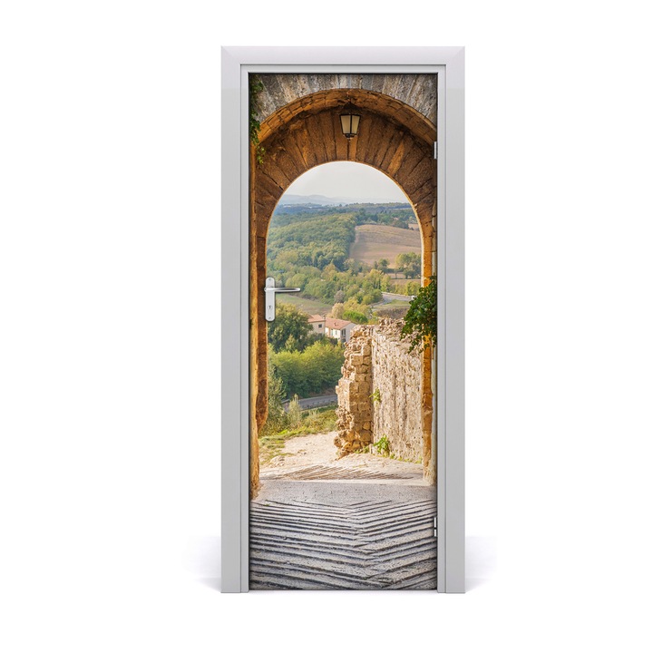 Stickere decorative, Tulup, Autocolante pentru usi, model usa autoadeziv Toscana Italia, 75 x 205 cm