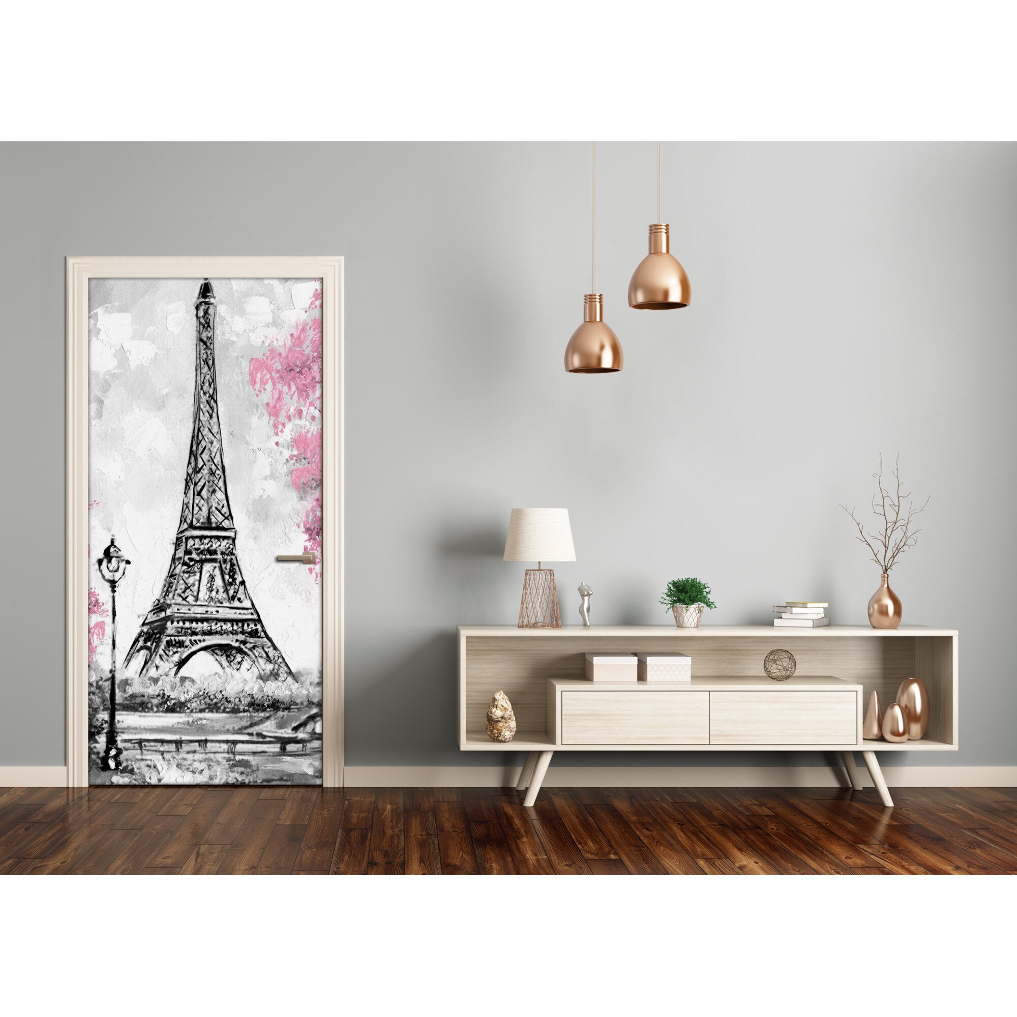 Autocollant Mural Géant Tour Eiffel - Dimensions 95x205 Cm, Bleu, Style Moderne - Tulup