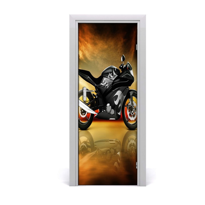 Stickere decorative, Tulup, Autocolante pentru usi, model usa autoadeziv sport Motociclete, 75 x 205 cm