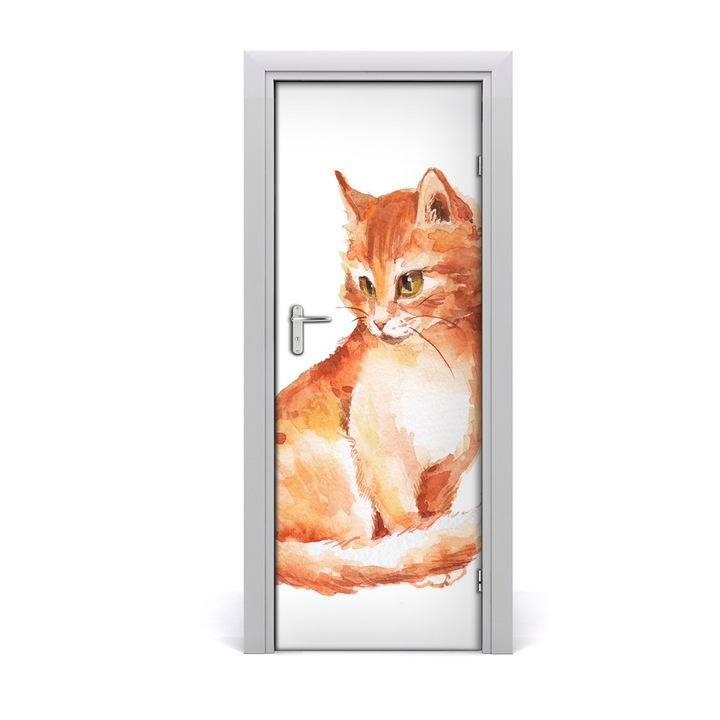 Stickere decorative. Tulup. Autocolante pentru usi. model perete pisica. 75 x 205 cm
