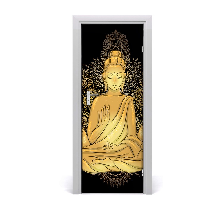Stickere decorative, Tulup, Autocolante pentru usi, model Buddha Mandala, 75 x 205 cm