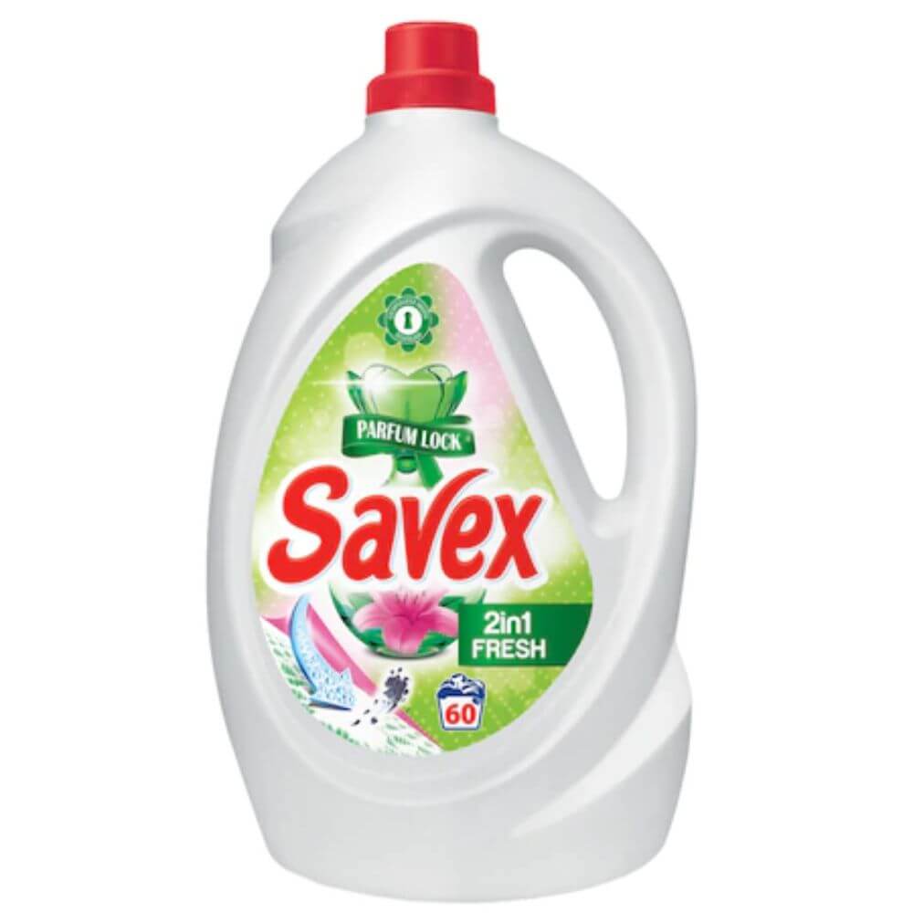 Detergent de Rufe Lichid SAVEX 2 in 1 Parfum Lock Fresh, 3.3L, 60 Spalari