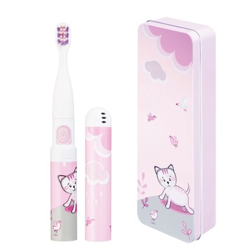 Periuta de dinti electrica VITAMMY Smile, pentru copii 3 +, cutie travel, Animatie Pisicuta, Roz, TB8041C Periuta de dinti electrica VITAMMY Smile, pentru copii 3 +, cutie travel, Animatie Pisicuta, Roz, TB8041C