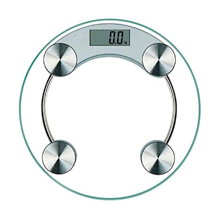 Cantar de Persoane Azaly® - Afisaj LCD, 150 Kg, Sticla Securizata, Transparent