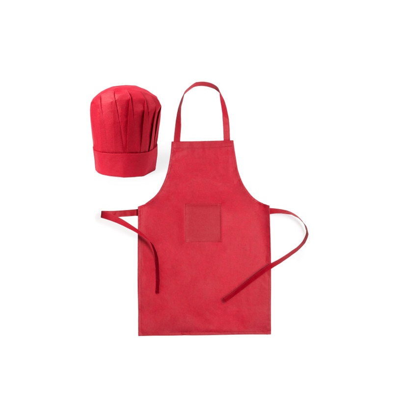 Set sort si boneta de bucatar pentru copii Legox, unisex, de culoare Rosie, marime universala