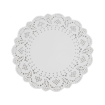Set 100 dantele rotunde albe pentru prajituri 21 cm Set 100 dantele rotunde albe pentru prajituri 21 cm
