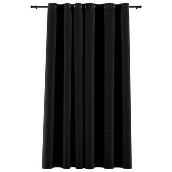Draperie opaca cu aspect de panza cu ocheti, vidaXL, Tesatura, 290 x 245 cm, Antracit Draperie opaca cu aspect de panza cu ocheti, vidaXL, Tesatura, 290 x 245 cm, Antracit