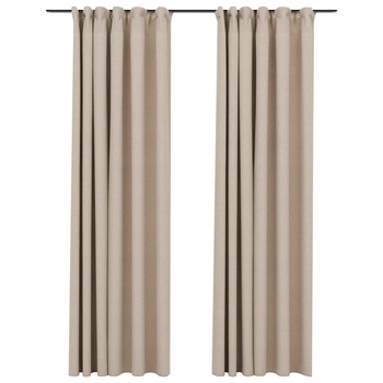 Set de 2 draperii opace cu carlige, vidaXL, Tesatura, 140 x 245 cm, Bej Set de 2 draperii opace cu carlige, vidaXL, Tesatura, 140 x 245 cm, Bej