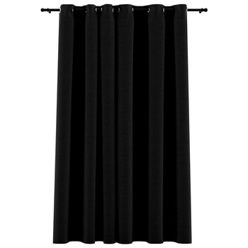 Draperie opaca cu aspect de panza cu ocheti, vidaXL, Tesatura, 290 x 245 cm, Negru Draperie opaca cu aspect de panza cu ocheti, vidaXL, Tesatura, 290 x 245 cm, Negru