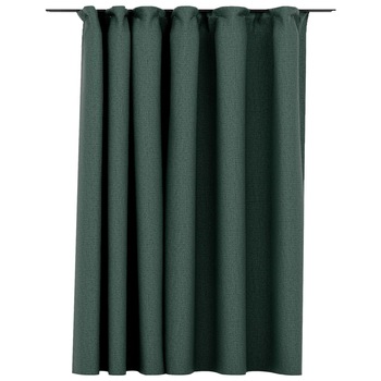 Draperie opaca cu aspect de in cu carlige, vidaXL, Tesatura, 290 x 245 cm, Verde Draperie opaca cu aspect de in cu carlige, vidaXL, Tesatura, 290 x 245 cm, Verde