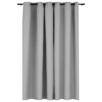 Draperie opaca cu aspect de panza cu ocheti, vidaXL, Tesatura, 290 x 245 cm, Gri Draperie opaca cu aspect de panza cu ocheti, vidaXL, Tesatura, 290 x 245 cm, Gri