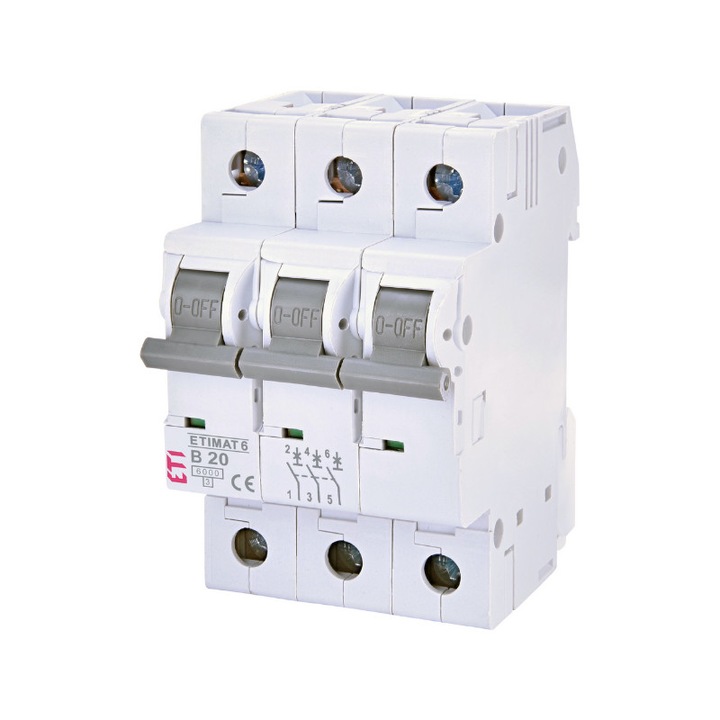 Eti automatikus biztonsíték, 3P, 20A, B görbe, 6kA