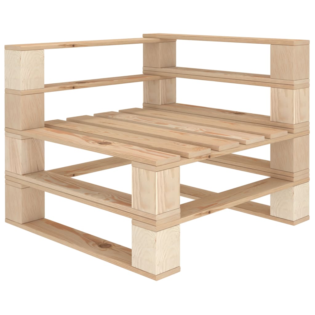 Canapea de colt din paleti, vidaXL, Lemn de pin, 70 x 67,5 x 60,8 cm, Maro