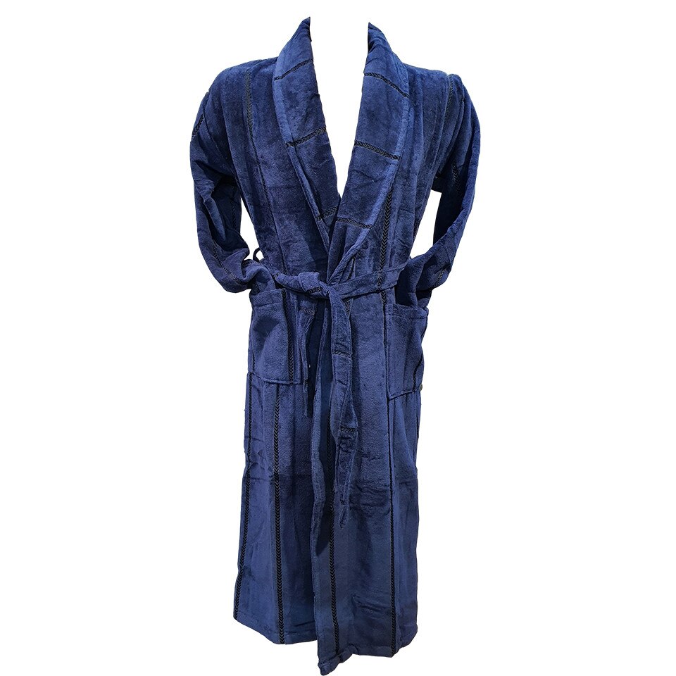 Halate baie, barbati, model cu fir negru, bleumarin, M