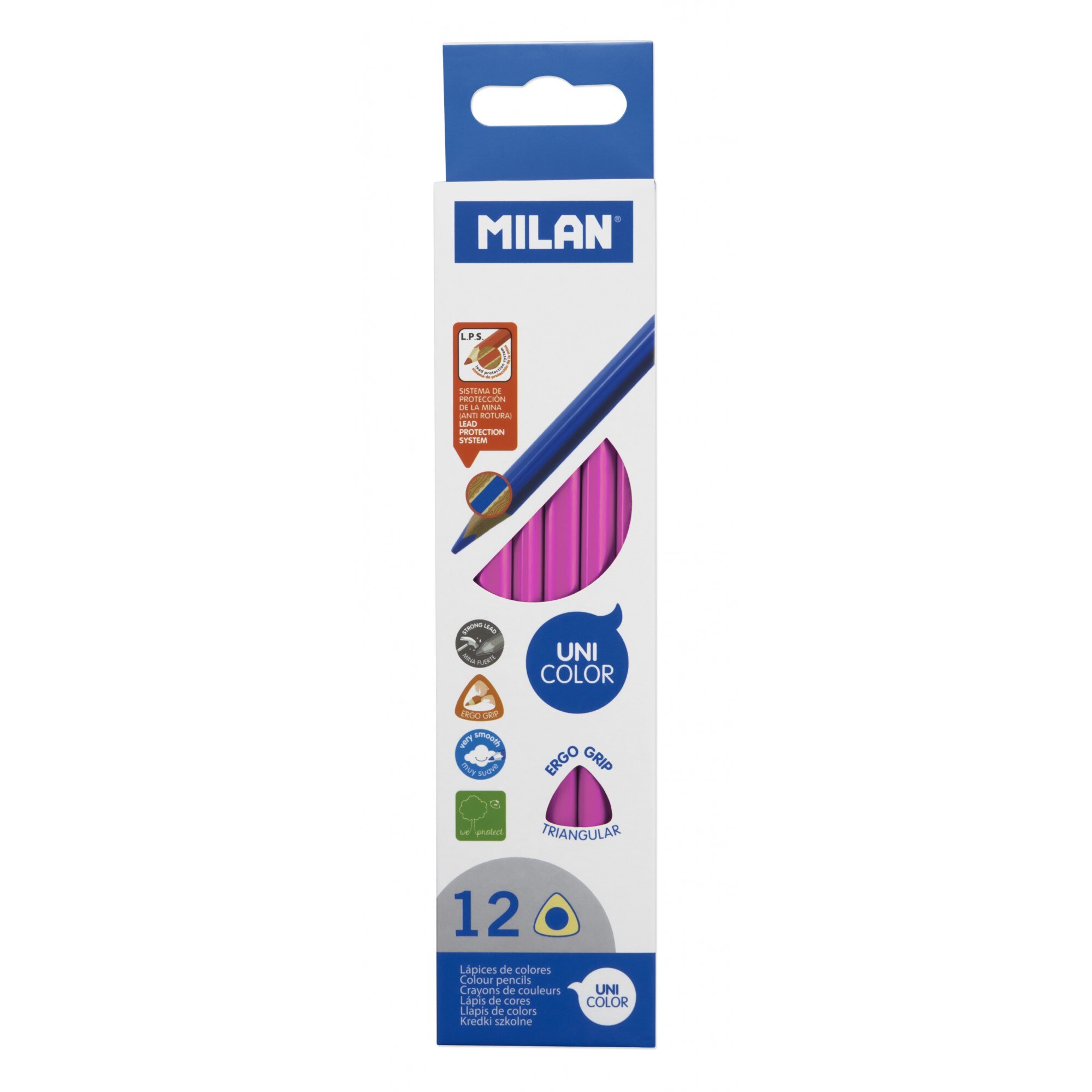 Creion color unicolor set 12 MILAN roz