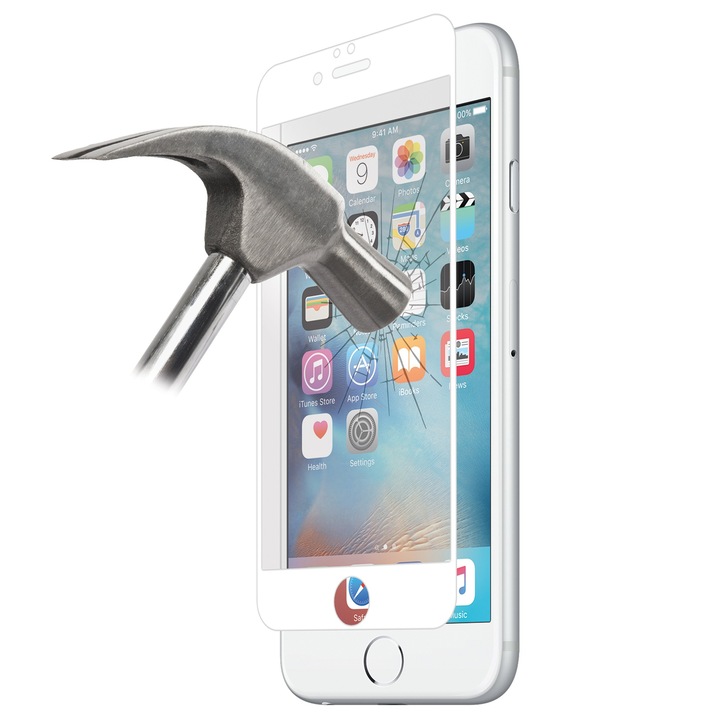 Стъклен протектор PURO за iPhone 8 Plus/7 Plus/6S Plus/6 Plus с бяла рамка