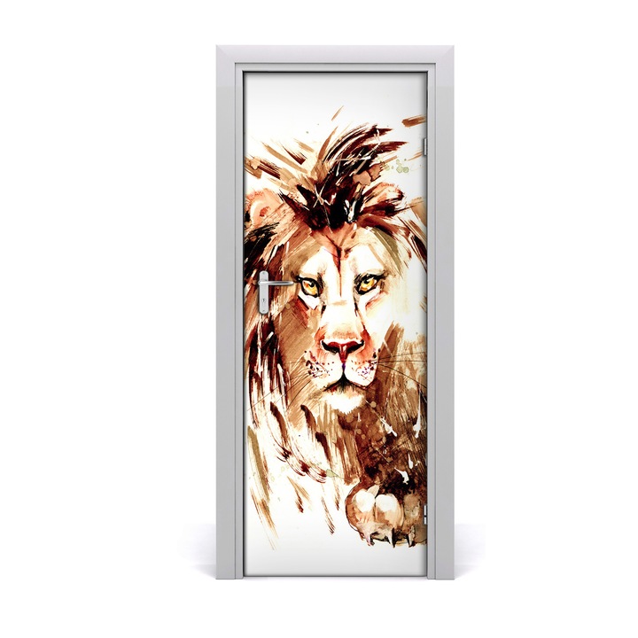 Stickere decorative. Tulup. Autocolante pentru usi. model perete Lion. 75 x 205 cm
