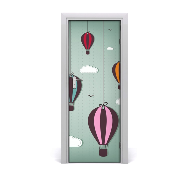 Stickere decorative, Tulup, Autocolante pentru usi, model baloane care zboara, 75 x 205 cm