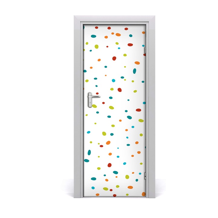 Stickere decorative, Tulup, Autocolante pentru usi, model puncte colorate, 75 x 205 cm