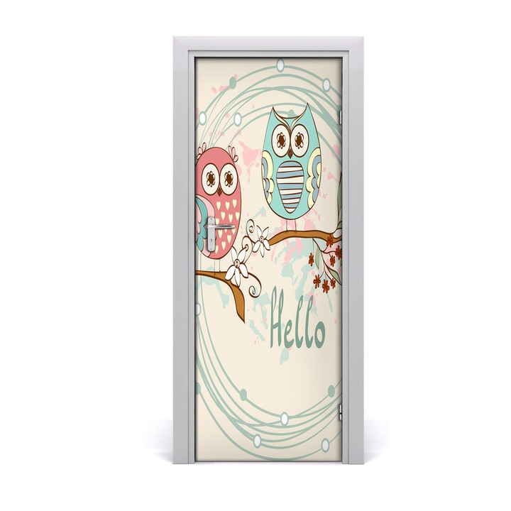 Stickere decorative. Tulup. Autocolante pentru usi. model Owl de perete. 75 x 205 cm