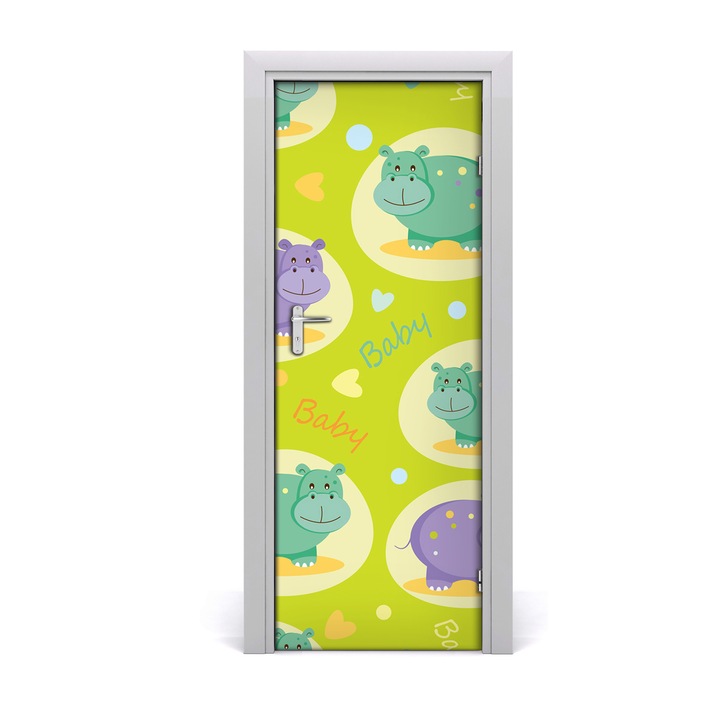 Stickere decorative. Tulup. Autocolante pentru usi. model de perete Hippo. 75 x 205 cm