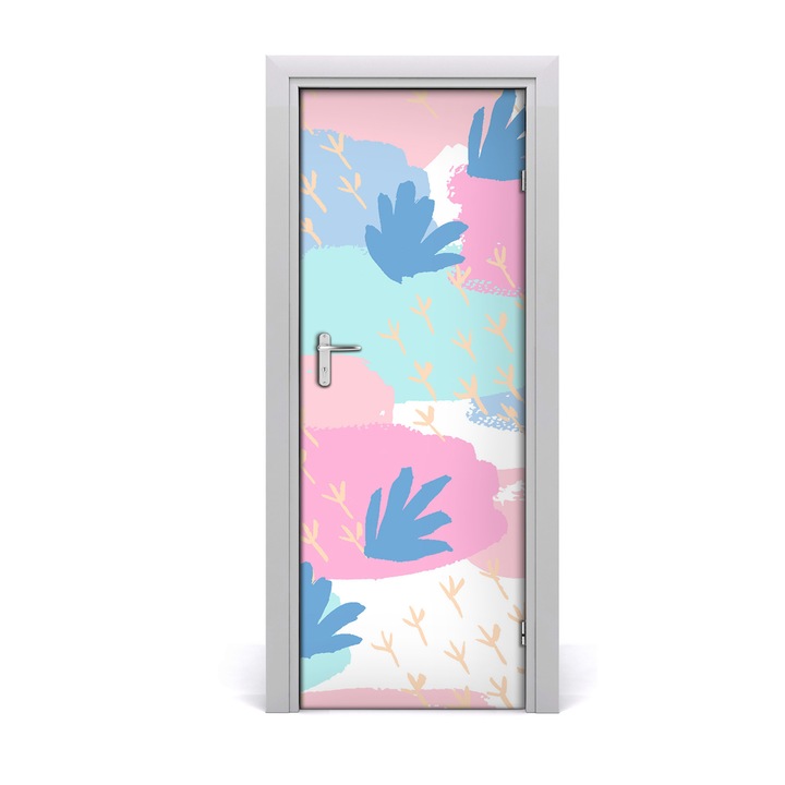 Stickere decorative, Tulup, Autocolante pentru usi, model pete colorate, 75 x 205 cm