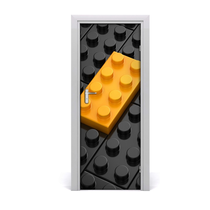 Stickere decorative, Tulup, Autocolante pentru usi, model perete Lego, 75 x 205 cm