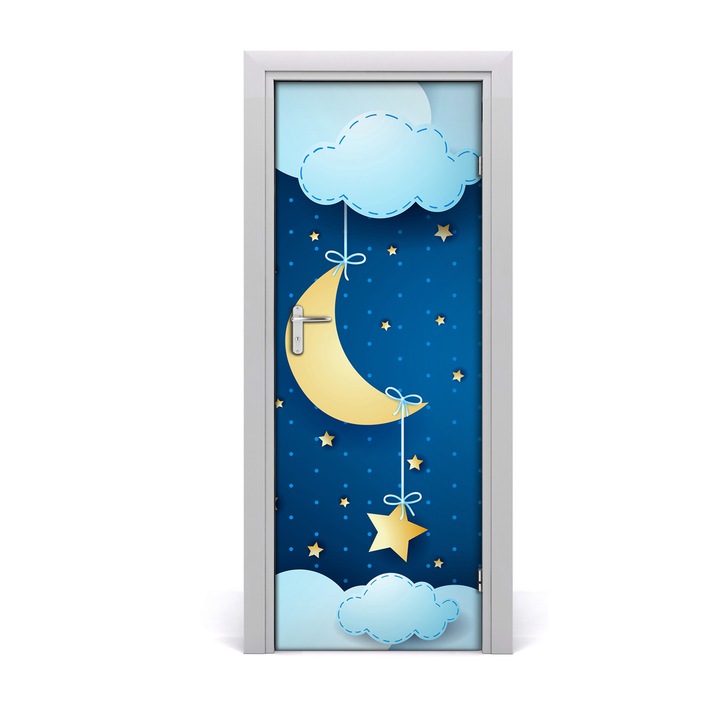 Stickere decorative, Tulup, Autocolante pentru usi, model perete de noapte, 75 x 205 cm