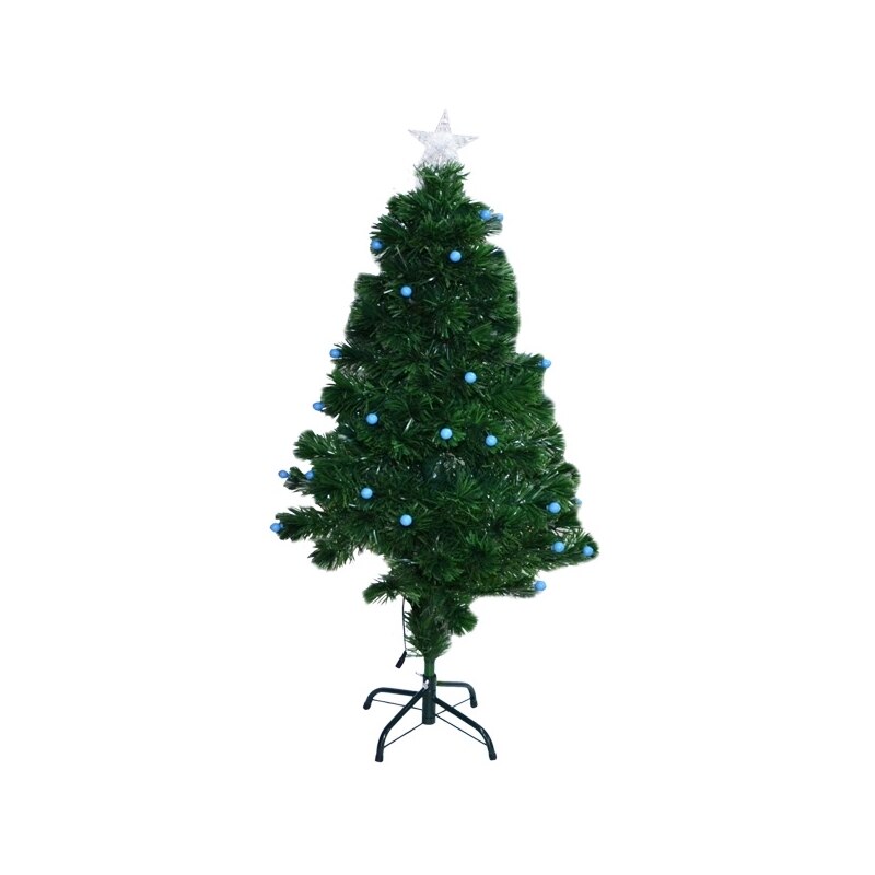 Brad Artificial Cu Fibra Si Globuri, 120 Cm