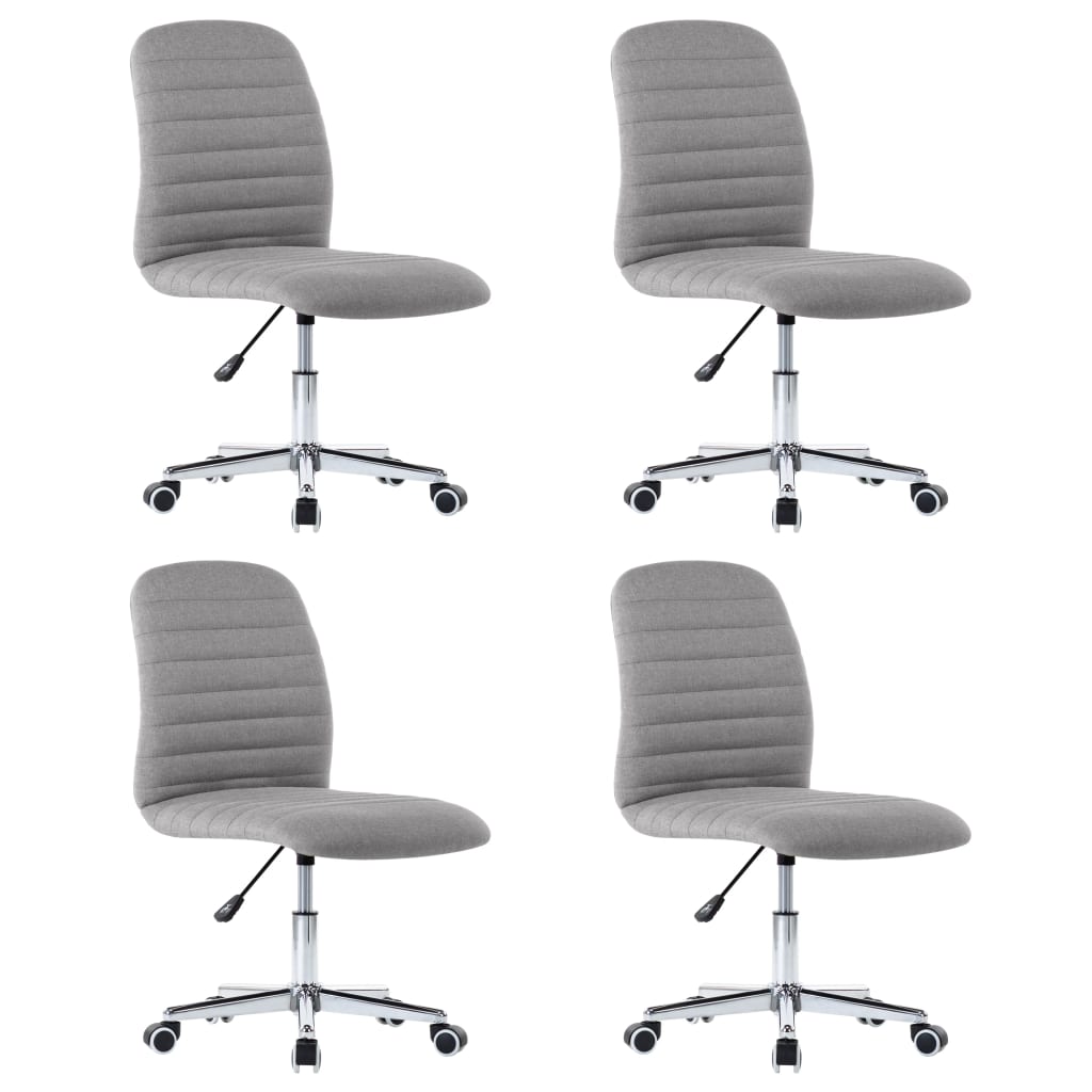 Set de 4 scaune de bucatarie cu roti, vidaXL, Tesatura, 56 x 43 x 84-94 cm, Gri