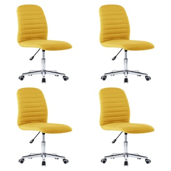 Set de 4 scaune de bucatarie cu roti, vidaXL, Tesatura, 56 x 43 x 84-94 cm, Galben Set de 4 scaune de bucatarie cu roti, vidaXL, Tesatura, 56 x 43 x 84-94 cm, Galben