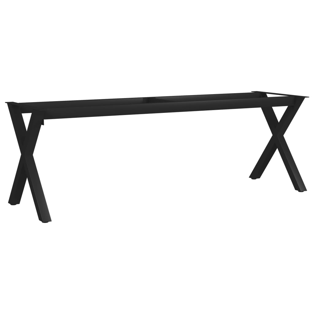 Cadru cu picioare pentru banca/masa, forma X, vidaXL, Otel, 145 x 36 x 42 cm, Negru